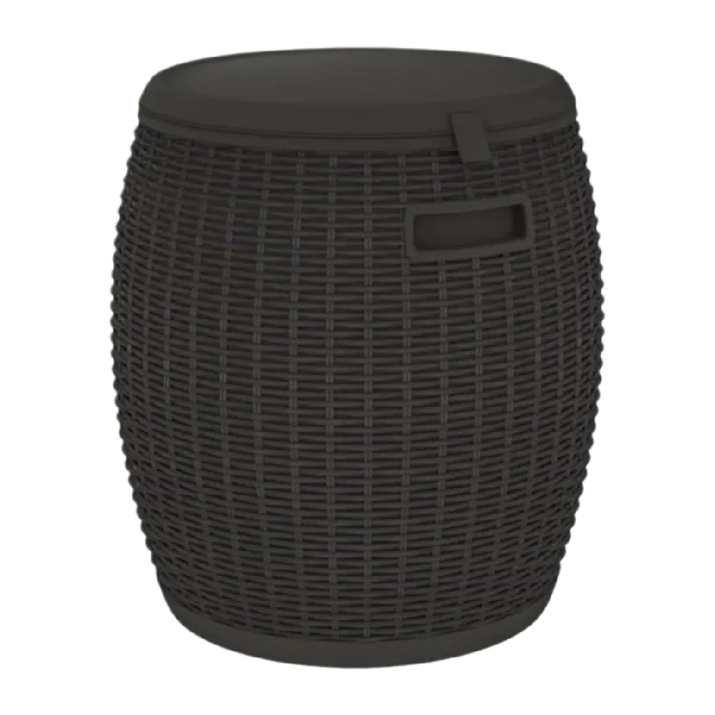 Pouf de rangement en résine tressée pour salon ou terrasse - 40 x 40 x 50