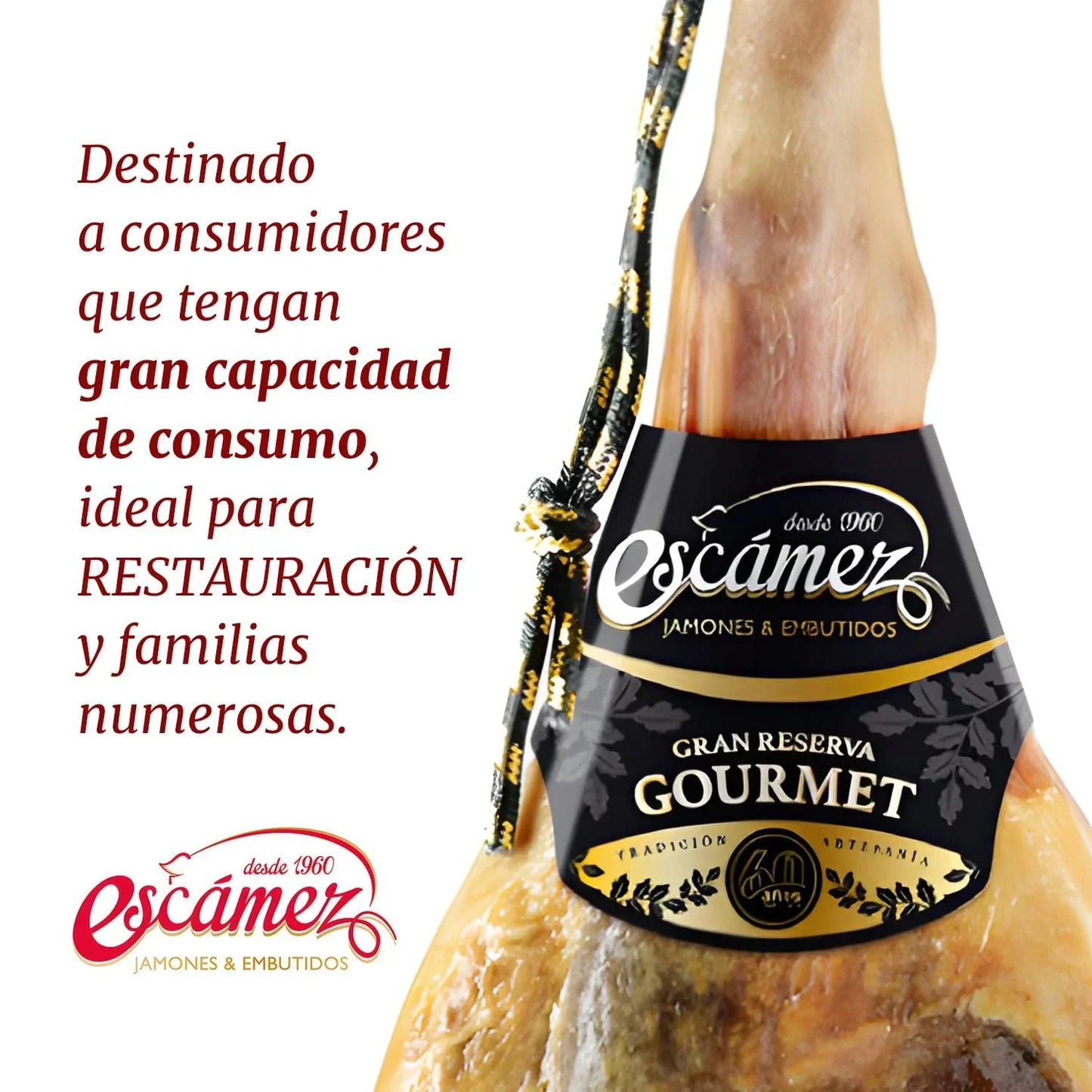 Jamón Gourmet Gran Reserva Duroc | Perniles de 9 kg | Jamón Secado Duroc | Jamón de Curación Superior a 24 meses | Selección Gourmet | Sin Gluten